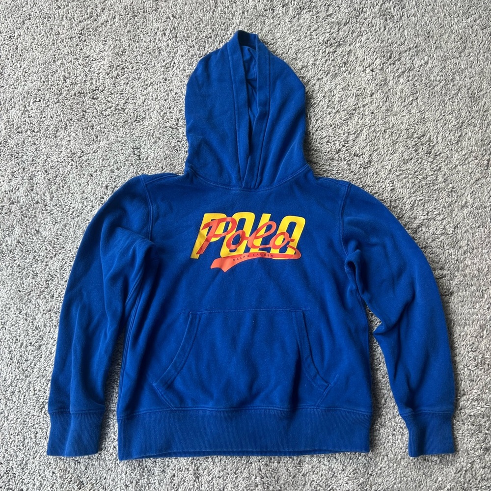 Polo by Ralph Lauren Blue Hoodie with Yellow and Red Logo